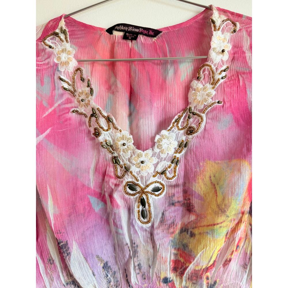 Y2k Flowy Top Vintage Mushka Sienna Rose Medium - Picture 3 of 6